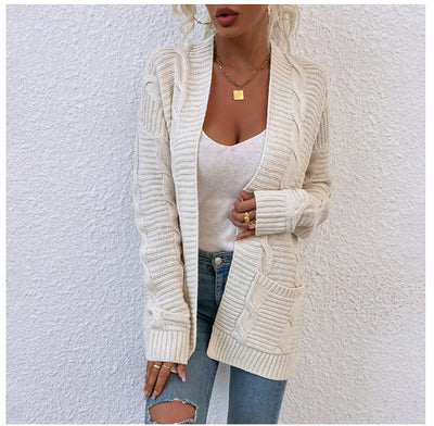 Cardigan Retorcido de Punto Medio Largo para Mujer - Image 7