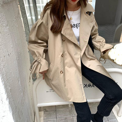 Abrigo Cortaviento Negro Holgado con Mangas Linterna - Diseño Versátil Midi para Mujer - Image 10