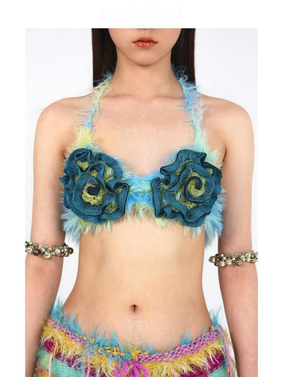Bikini Floral Azul Tejido a Mano en Lana - Image 9