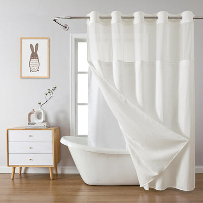 Cortina de Baño Doble Capa con Hebilla Grande - Diseño Liso y Moderno - Image 18