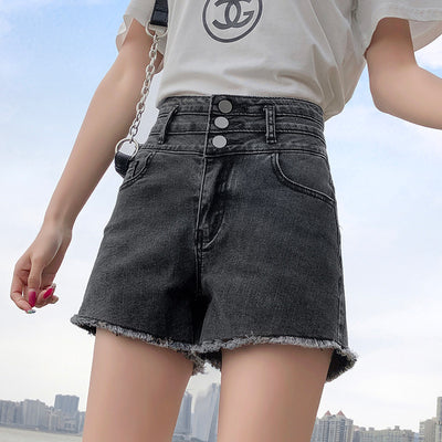 Shorts de Mezclilla Cintura Alta con Botones Múltiples y Corte Ancho para Mujer - Image 10