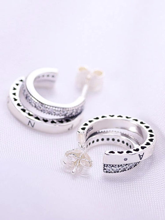 Aretes de Circonia Doble Anillo Efecto Hielo para Mujer - Image 3