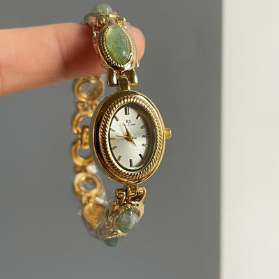 Reloj Pulsera Mujer Cuarzo Diamante Óvalo Jade Pequeño - Image 10