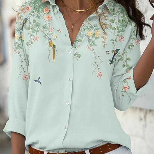 Camisa Suelta con Solapa y Botón Simple para Mujer - Image 10