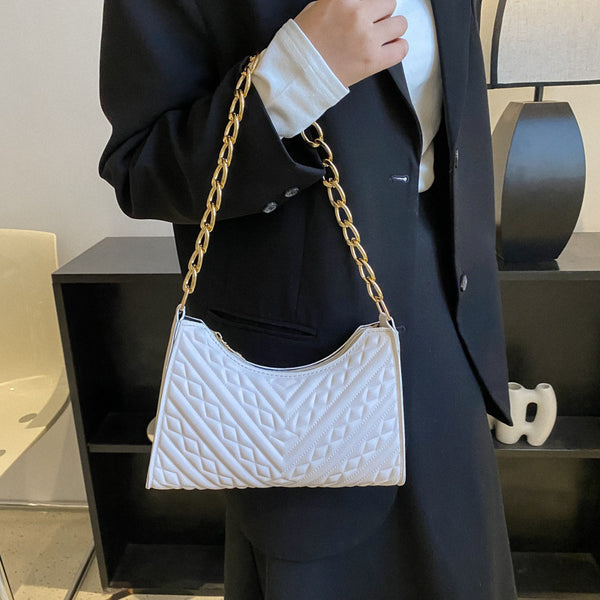 Bolso Bandolera Baguette Plisado con Cadena