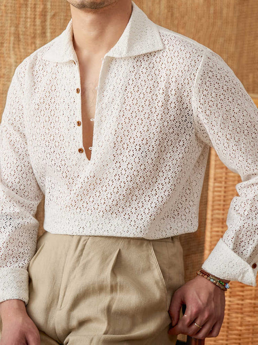 Camisa Casual de Manga Larga con Cuello Abierto y Tela Respirable - Image 14