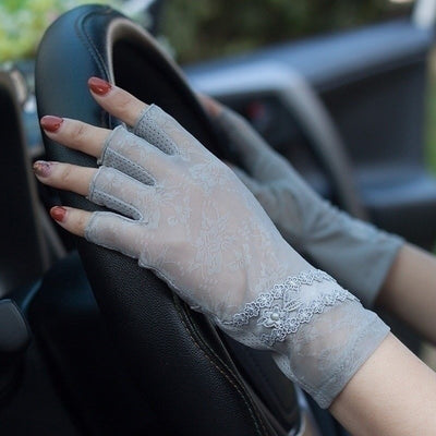 Guantes de Encaje Protección Solar Dedos Abiertos - Seda de Hielo Anti-UV para Mujer - Image 10