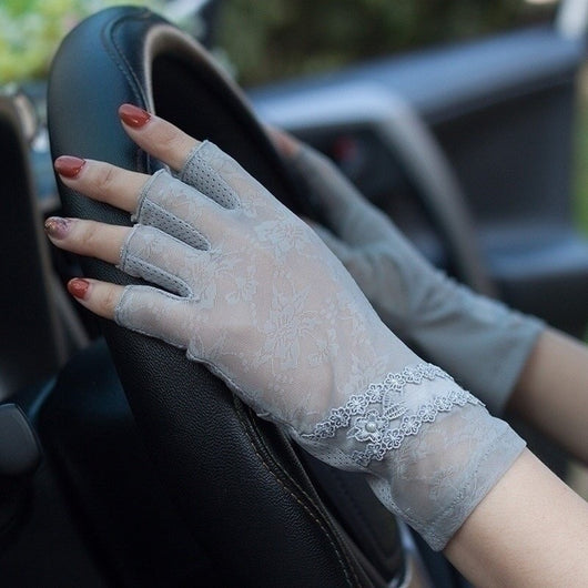 Guantes de Encaje Protección Solar Dedos Abiertos - Seda de Hielo Anti-UV para Mujer - Image 10