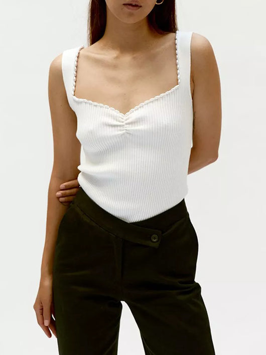 Chaleco Tejido con Cuello Perla Sweetheart para Mujer - Image 8