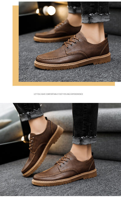 Zapatos Casuales de Cuero Negro con Cordones para Hombre Talla Grande Estilo Británico - Image 10