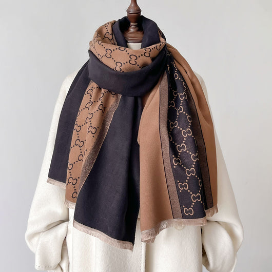 Pashmina de Cachemira con Costuras en Contraste - Chal Abrigador para Mujer - Image 3