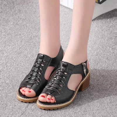 Sandalias Femeninas de Color Sólido con Cierre Lateral - Estilo Moderno y Cómodo - Image 13