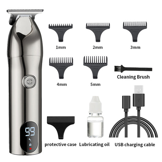 Professional electric hair clipper with a colorful graffiti design, digital display, and a set of guide combs. - Image 5