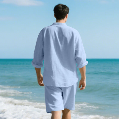 Conjunto de Playa: Camisa Manga Larga y Shorts Casuales - Image 33