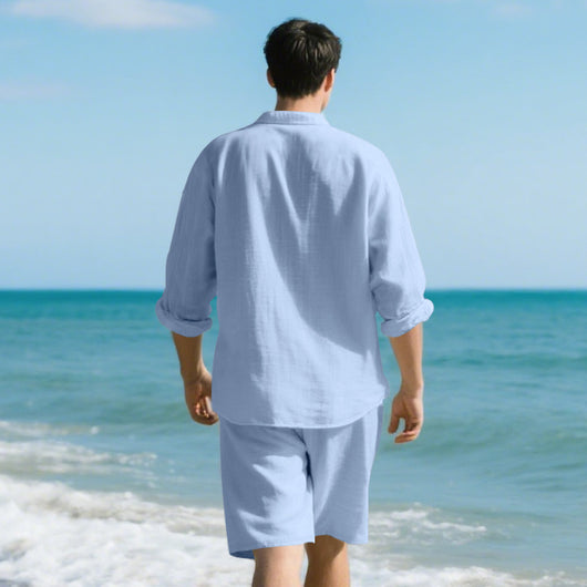Conjunto de Playa: Camisa Manga Larga y Shorts Casuales - Image 33