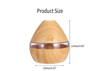 Light wood grain teardrop ultrasonic humidifier and essential oil diffuser with a clear LED light band. - Image 9