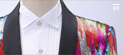 Blusa de Lentejuelas con Patrón Vertical Multicolor para Hombre - Image 11