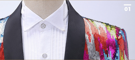 Blusa de Lentejuelas con Patrón Vertical Multicolor para Hombre - Image 11