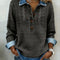 Blusa Retro de Cuello Alto con Estampado y Manga Larga