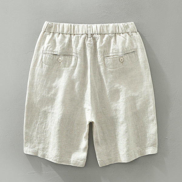 Shorts de Lino Hombre Cintura Elástica Transpirable Playa