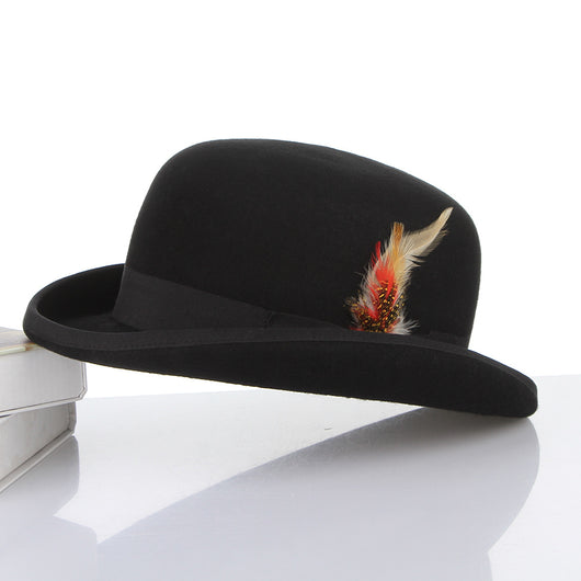 Sombrero Bombín de Lana con Pluma Británica