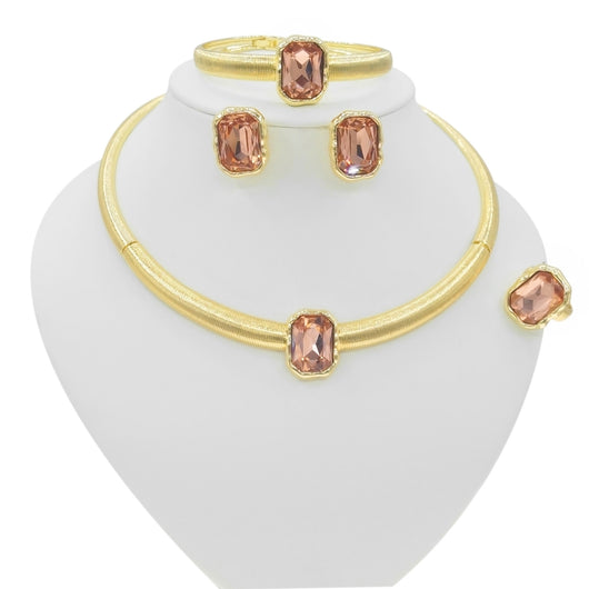 Juego de Joyas Geométricas: Collar, Aretes, Pulsera y Anillo - Image 9