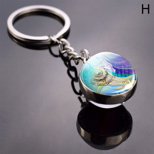 Llavero Esfera de Vidrio con Tortuga y Estrella de Mar - Diseño Divertido - Image 42