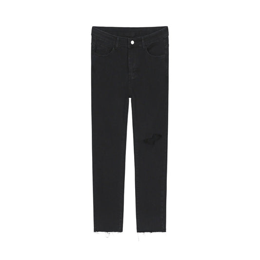 Pantalones Vaqueros Negros Rotos en la Rodilla para Hombre - Image 2