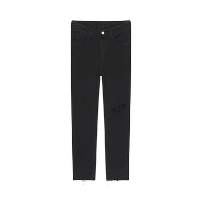 Pantalones Vaqueros Negros Rotos en la Rodilla para Hombre - Image 2