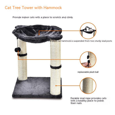 Torre de Juego para Gatos con Columna de Sisal, Nido y Hamaca Integrada - Image 8
