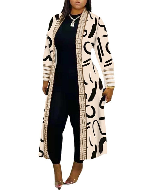 Abrigo Trench Largo Holgado con Costuras Decorativas para Commute - Image 2