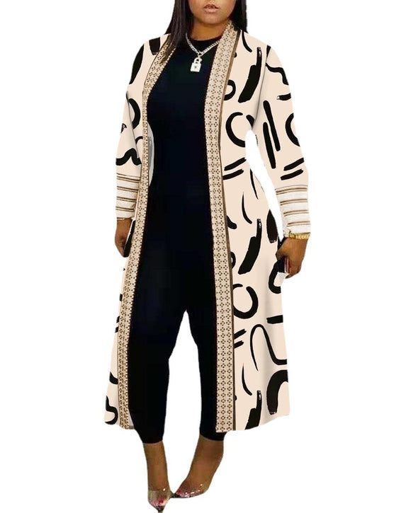 Abrigo Trench Largo Holgado con Costuras Decorativas para Commute