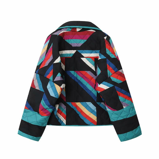 Chaqueta Acolchada de Algodón con Estampado y Costuras Decorativas para Mujer - Image 11