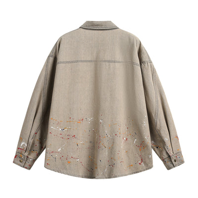 Camisa Denim Holgada con Efecto Tinta Splash - Image 2