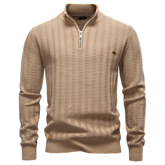 Suéter Hombre Jacquard a Rayas con Cierre Medio y Cuello Alto - Image 15