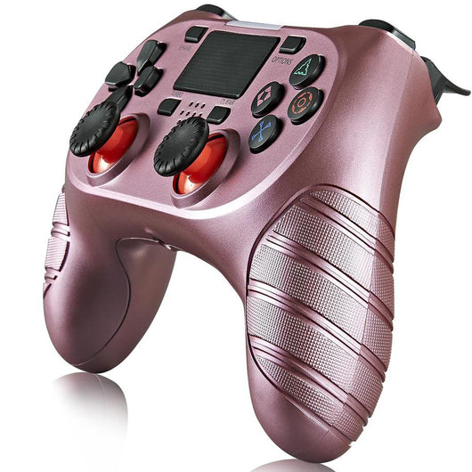 Luxury gold game controller with black analog sticks, red triggers, and a textured grip, featuring a touchpad and various buttons. - Image 7