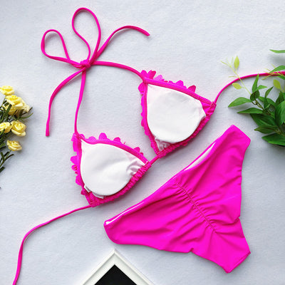Bikini Triangular Floral Cosido - Estilo Europa Tendencia - Image 7