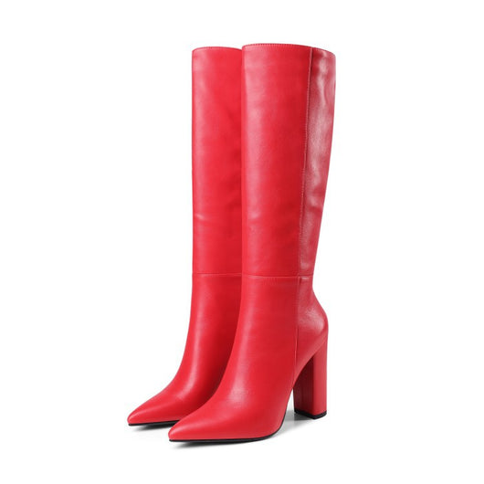 Botas Altas de Tacón Grueso Punta Afilada para Otoño e Invierno - Image 40