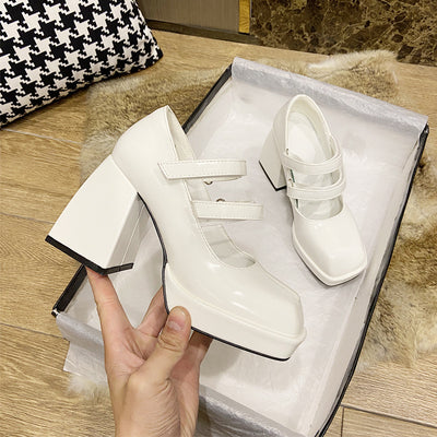 Zapatos Mary Jane Retro Francés Plataforma Impermeable Punta Cuadrada - Image 13