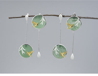 Aretes de Plata S925 Estilo Retro Guochao con Piedra Natural y Diseño Asimétrico de Nubes - Image 8
