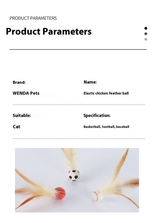 Three cat toys with pink balls and natural beige feathers, displayed on clear stands against a white background. - Image 19