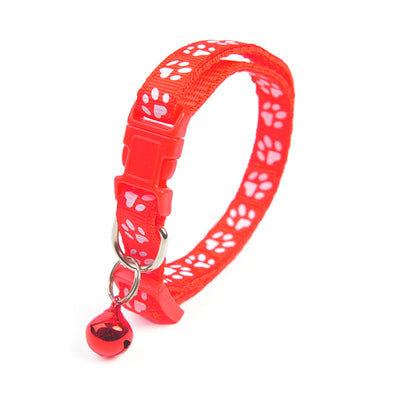 Collar para Cachorro con Cascabel y Estampado de Patitas en Colores Sólidos - Image 7