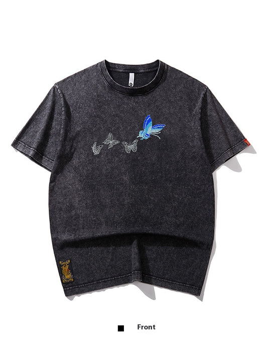 Playera Cuello Redondo Manga Corta con Bordado de Mariposa para Hombre - Image 9