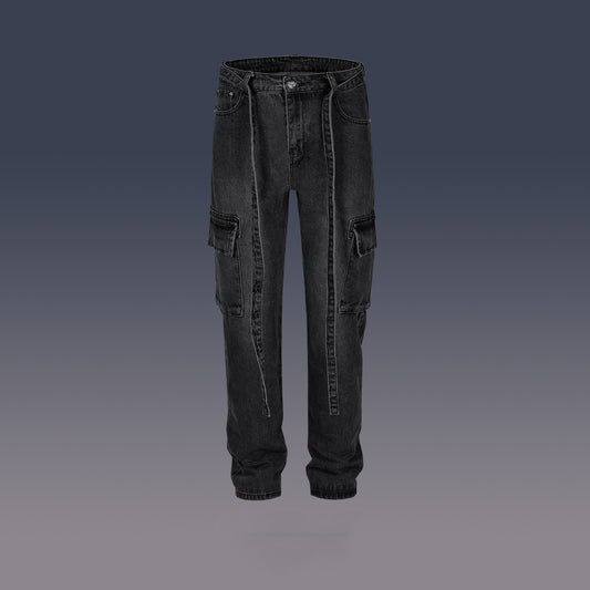Pantalones Casual Multibolsillos con Diseño Desgastado
