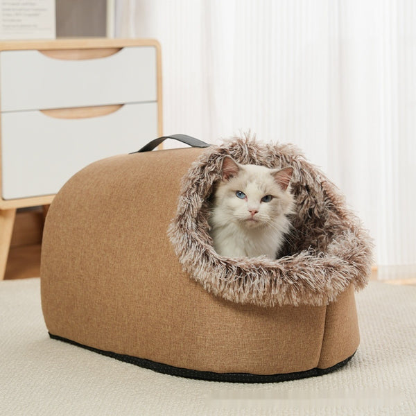 Nido Térmico Portátil para Mascotas - Cama Acolchada Cerrada y Cálida