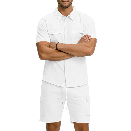 Conjunto Camisa Tipo Polo con Solapa y Shorts Multibolsillos - Image 17