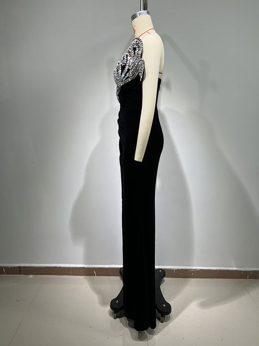 Vestido Elegante con Brillantes y Abertura Alta - Image 15