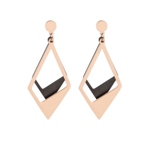 Aretes Geométricos Contraste Oro Negro para Mujer - Image 2