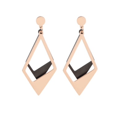 Aretes Geométricos Contraste Oro Negro para Mujer - Image 2