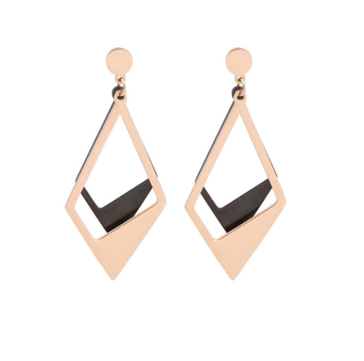 Aretes Geométricos Contraste Oro Negro para Mujer - Image 2